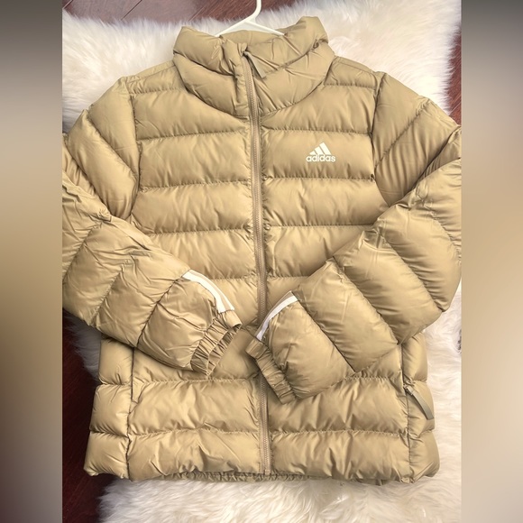 New ADIDAS Itavic padded jacket beige gold winter puffer coat snowsuit small - Picture 5 of 6